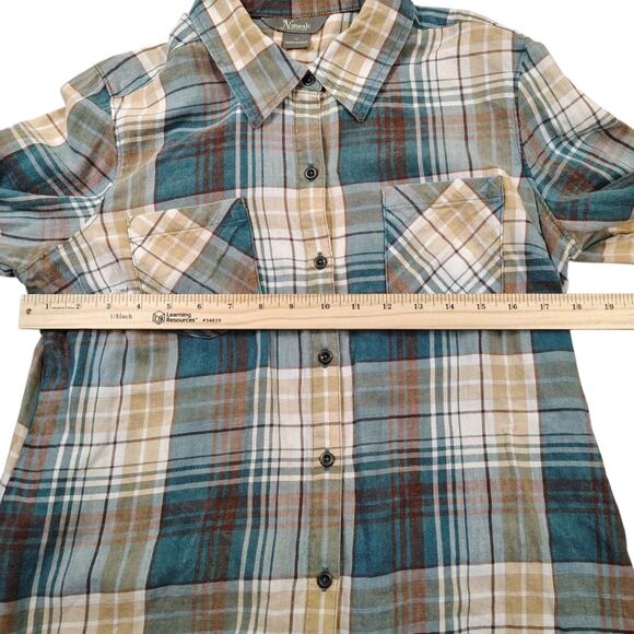Natural Reflections Men's Brown Blue Plaid Double Breasted Button Up Size M - Picture 5 of 7